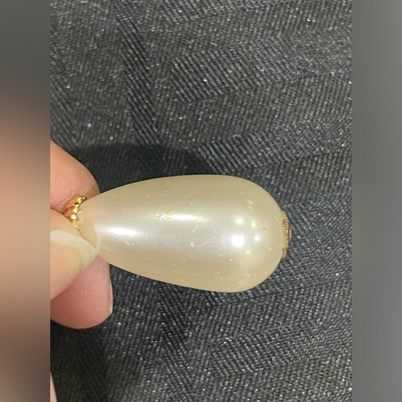 Vintage Signed Lawrence VRBA Faux Pearl Rhinestone 3.5 Dangle Pierced Earrings - Picture 12 of 16